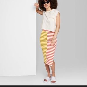 Ascot + Hart Striped Midi Skirt